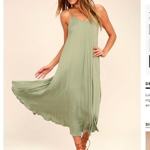 Lulus "Lasting Memories" Olive Green Midi Dress